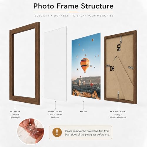 Image of JCJMY 8.5x11 inch Picture Frame Brown for Certificate Poster and Photo, Horizontal and Vertical Formats for Wall Hanging or Tabletop, 8.5x11 Frame with Shatter Resistant Plexiglass, Brown