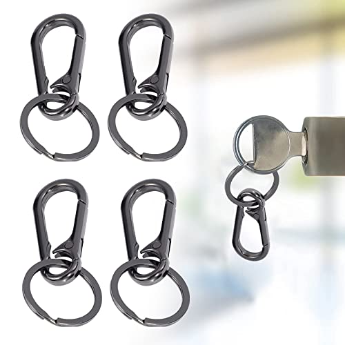 ZoeTekway 4er-Pack Metall Karabiner Schwarz Schlüsselanhänger Karabiner Schlüsselring Abnehmbare Karabinerhaken