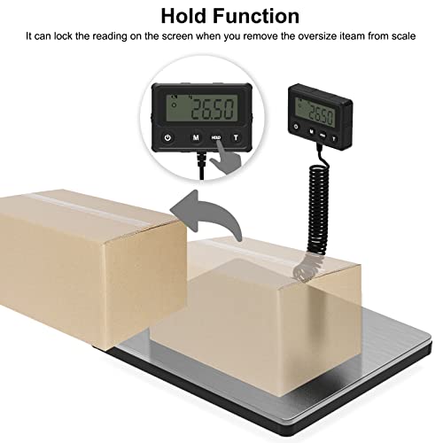 Image of Maxus Shipping Scale 440lb, LCD Digital Postal Scale with Hold and Tare Funtion, Postage Scale for Packages Luggage Post Office Warehouse, Battery and Tape-c Power, Black