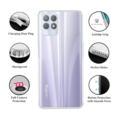 Image of Rubber Back Cover Compatible Model for Realme RMX3286 / Narzo 50 / 8i - Transparent