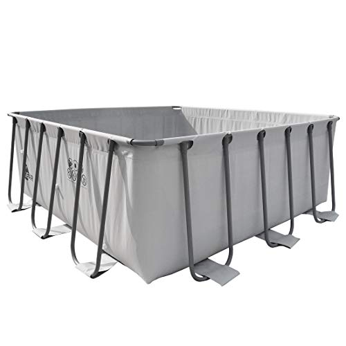 your GEAR XL Familien Pool Grau 3x3x1m Stahlrahmenbecken Gartenpool Stahlrohr Schwimmbecken Schwimmbad Planschbecken – Bild 3