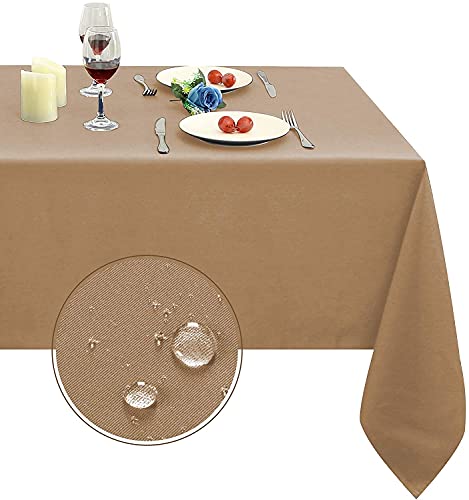 Image of Obstal 210GSM Rectangle Table Cloth, Coffee, 54 x 78 Inch | Heavy Duty Water Proof Microfiber Tablecloth, Decorative Fabric Table Cover for Outdoor and Indoor Use