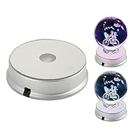 Support à LED Pour Objets En Cristal/Verre - Base Rond Avec 4 LEDs, Alimentation USB Ou Piles - Pour Décoration, Exposition