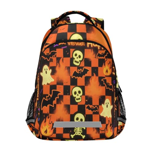 Sac à dos d'Halloween citrouille orange et noire grands compartiments