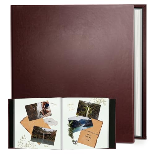 Rdylymx Photo Album Self Adhesive Scrapbook for 6x4 7x5 10x8 A4 Pictures DIY Photo Book for Birthday Gifts for Women Mom Wedding Baby Family Travel (Brown)