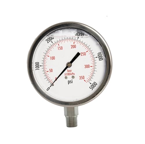 Manomètre de pression d'huile en acier inoxydable 4" 5000 PSI haute précision 3/8 NPT