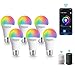 Aigostar 6 Pack Bombilla LED inteligente WiFi A60, 9W, E27 rosca gorda, RGB + CCT. Regulable multicolor+luz cálida o blanca 3000 a 6500K, 800lm. Compatible Alexa y Google Home, energética A+