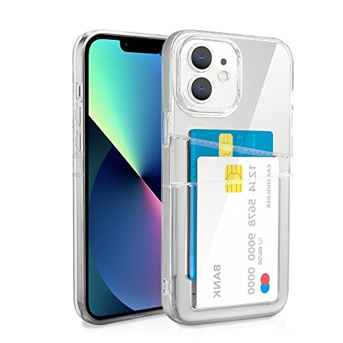 XIMIZU Funda transparente para iPhone 11 [con 2 tarjeteros] Funda protectora delgada de TPU suave antiamarilleamiento a prueba de golpes con 2 ranuras para tarjetas, funda tipo cartera para iPhone 11