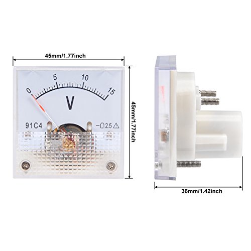Image of uxcell DC 0-15V Analog Panel Voltage Gauge Volt Meter 91C4 2.5% Error