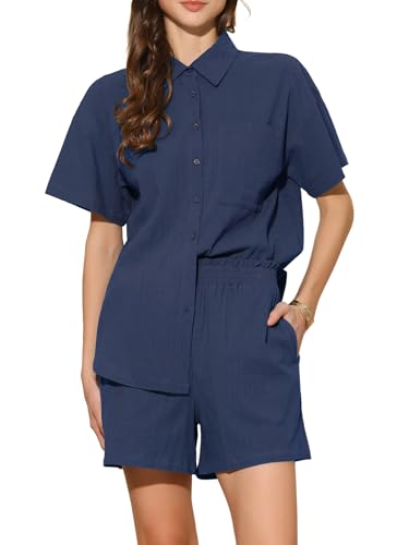 Ensemble de plage deux pièces Allegra K en coton boutonné de qualité pour vos journées ensoleillées