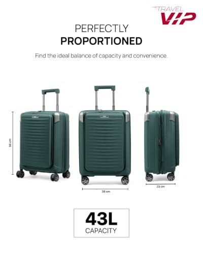 Image of VIP Shockedge Cabin Hard Case Trolley Bag with Laptop Compartment, Green