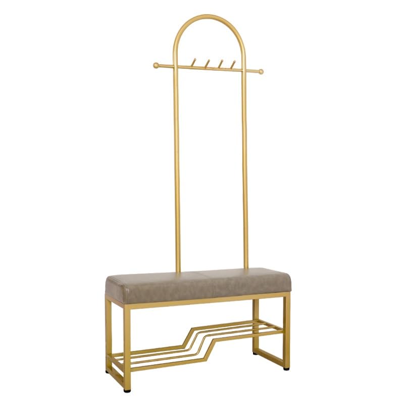 Perchero, Mueble de Entrada Industrial con múltiples Ganchos, Zapatero para Pasillo, Resistente con Banco de Almacenamiento, para Dormitorio, Sala de Estar (Color 3,80 x 32 x 175 cm) (Color