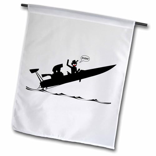 3dRose 18 x 27 inch Garden Flag - an Image of a Stickman Getting air in a Drag Boat, Dude Word Balloon SCREAMNJIMMY - Drag Boats