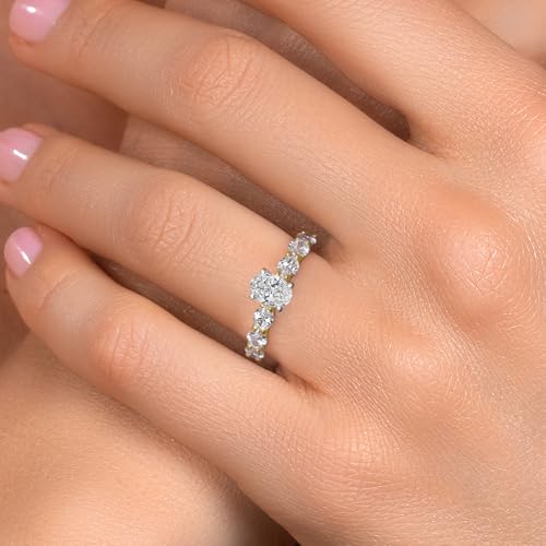 Gem Stone King 14K Two Tone Gold 6X4MM Oval Cut Gemstone Birthstone and 4X3MM Oval Lab Grown Diamond Engagement Ring For Women | Wedding Anniversary Promise Gold Ring4