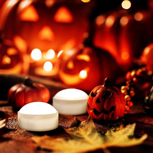 Image of Halloween LED Pumpkin Lights with Remote and Timer, Battery Operated Jack-O-Lantern, Bright Flickering Flameless Candles for Pumpkin Decor, Halloween Party Decorations, White, 6 Pack