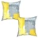 Housses de Coussin, Peinture d'art Abstrait Gris et Jaune Housse Coussin 40x40 cm Lot de 2 Décoratives Taies d'oreiller avec Fermeture éclair Invisible