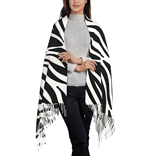 Bagea-Ka Zebra Print Scarf Long Shawl Wraps Pashmina for Women Girls with Tassels Soft Warm Cozy