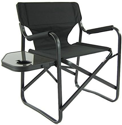 Aluminum Portable Folding Director Chair with Side Table, Camping Chair |Director Chair |Outdoor Chair |Garden Chair |Tailgating |Event, Black