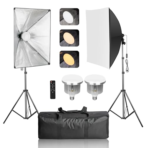 EMART Softbox Lighting Kit 2-Packs 50x70cm Soft Box Photography Studio Light with 85W LED Bulbs 3000K-6000K Dimmable for Portraits Photoshoots Live Streaming Product Shooting