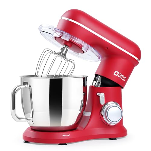 Image of Kitchen in the box 7QT 900W 10-Speed Stand Mixer, Tilt-Head Kitchen Electric Mixer with Dough Hook, Whisk & Flat Beater(Red)