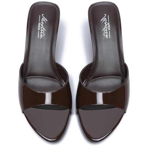 Image of Mostrin Kitten Heels for Women Pointed Toe Vintage Mules Heels Sexy Slip on Stiletto Backless Sandals for Party Wedding Daily