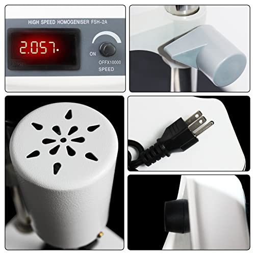 Kelelm Lab Homogenizer Mixer For Cosmetics,High Speed Emulsifier Blender Lab Mixer For Creams Homogeneizador Disperser Speed Adjustable 1000~20000Rpm With 2 Blades 4 Beakers, 110V #TOP3