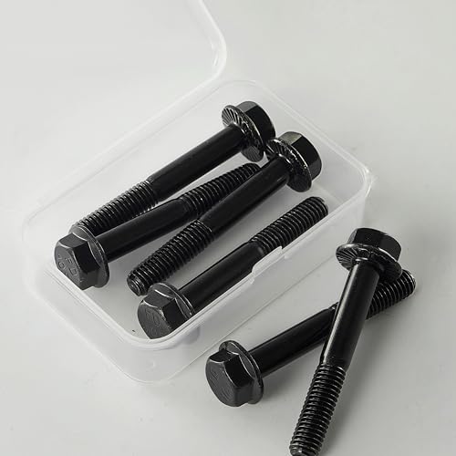 Image of M8 x 60mm Flanged Hex Head Bolts Flange Hexagon Screws, M8x1.25 Bolt, 10.9 Grade Alloy Steel, Hexagon Head Bolts, Black Zinc Finish, Half Thread,Quantity 8
