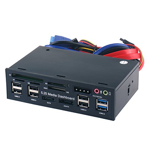 SDKDZKG 5.25 Inch PC Multifunctional Dashboard Media Front Panel Audio,with SATA e-SATA Dual USB 3.0 6 Port USB 2.0 Five-in-ONE Card Reader - Image 2