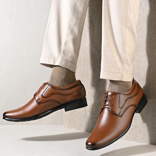 Image of Centrino Formal Shoes for Men | Lightweight Comfortable Office Shoes for Man Stylish | Cushioned Insole Lace-Up Shoes for Men | Durable TPR Sole | Trendy Classic Design Footwear for Men (8115)