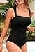 Daci Black One Piece Swimsuit Tummy Control - Women Bathing Suit with Retro Square Neck Full Coverage Swimwear 2026 XL