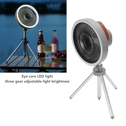 Ventilador de camping con trípode gris recargable y oscilante para exteriores 3