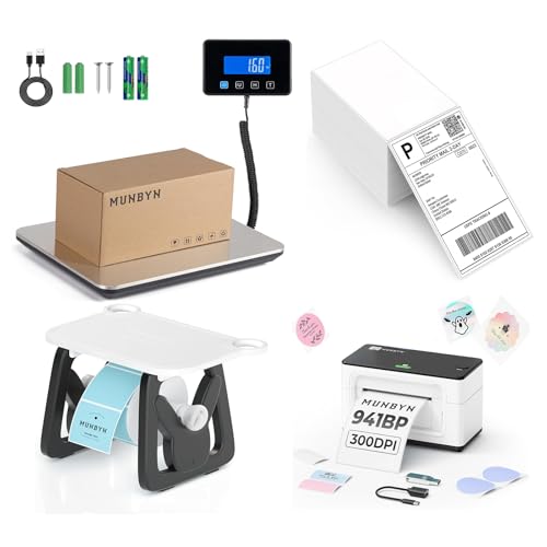 Báscula postal digital Munbyn 440 lb con impresora Bluetooth miniatura 1