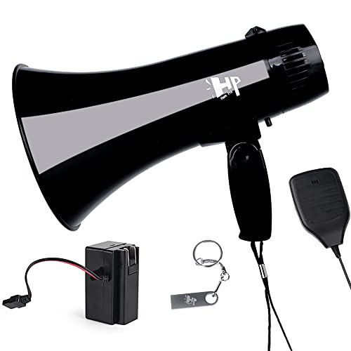 Hornpro Megaphone Speaker Pa Bullhorn - Built-In Siren &Usb Flash Drive - 35 Watts 240S Record- For Football Soccer, Baseball Basketball Cheerleading Fans Coaches & Safety Drills (Black) #TOP2