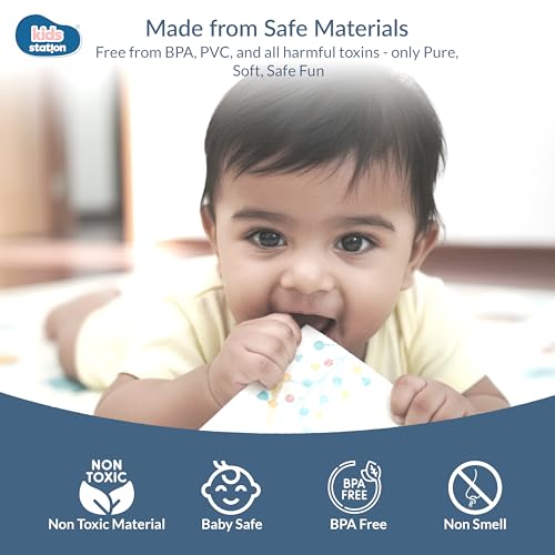 Image of Kids Station Double-Sided Waterproof Baby Playmat - Foldable, Portable & Reversible Foam Mat for Infants, Toddlers & Kids - Soft, Non-Slip, Easy-to-Clean Baby Crawling Mat for Indoor /Outdoor Use (200x150x0.6cm, Winter Owl & City Print)