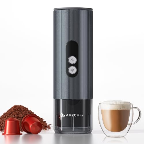 AMZCHEF Portable Coffee Maker, Rechargeable 2-in-1 Single Serve Brewer