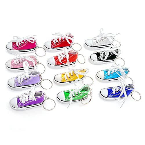 JZK 12x Mini sneaker portachiavi porta chiavi scarpe in tela per bomboniere feste laurea, pensiero pensierino omaggi feste compleanno per ragazzi ragazze, ringraziamenti ricordi per festa bambini