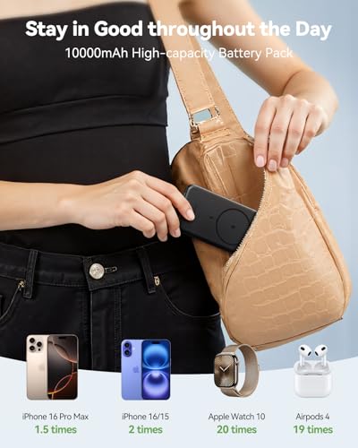 Magnetic Portable Charger for iPhone & Apple Watch, 10000mAh Wireless Power Bank USB-C Fast Charging with Stand for iPhone Air/17/16/15/14/13 Series & iWatch, Travel Essential for Magsafe Battery Pack — view 4