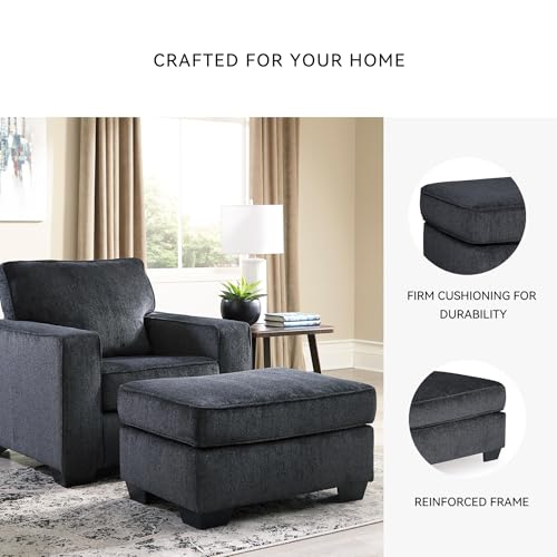 Image of Signature Design by Ashley Rectangular Chenille Living Room Ottoman, Gray