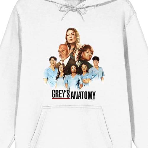 Bioworld Grey's Anatomy Characters & Logo Adult White Long Sleeve Hooded Sweatshirt2