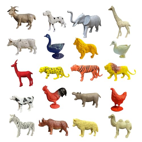 Image of ZESTHOME Animal Toy Set for Kids with Jungle Floor Chart | Farm & Wild Animal Figurines | Educational & Fun Safari Play Toys for Boys & Girls | 20 pcs