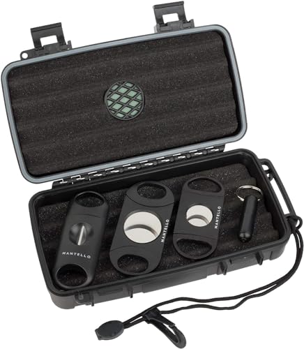 Mantello Cigars Travel Cigar Humidor Case - Cigar Case with 2 Ring, V-Cut & Punch Cutters - Waterproof & Airtight - Accessories Cigar Gifts for Men (5 Cigar case) - Image 9
