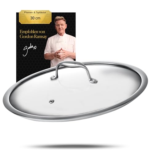 HexClad Premium Glasdeckel 30 cm – Transparenter Pfannendeckel mit Dampfauslass & Stay-Cool-Griff – Robustes Sicherheitsglas – Deckel passgenau für HexClad Pfannen & Töpfe – Ofen- & spülmaschinenfest