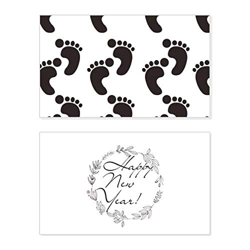 Tarjeta de felicitación Black Footprint con silueta simple para Año Nuevo