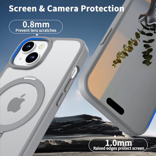 Image of iPhone 15 Magsafe Stand Case | Matte Design & 360 Protection | Military-Grade Apple iPhone 15 Cover | Ultra Premium - Gray