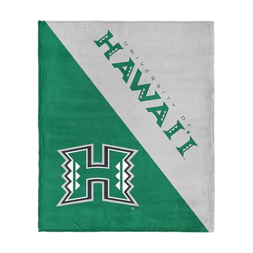 Northwest NCAA Hawaii Rainbow Warriors Halftone Silk Touch Throw Blanket, 46 x 60 in, Ultra Soft Plush Polyester, Lightweight Warm Decorative Couch Bed Game Day Gift