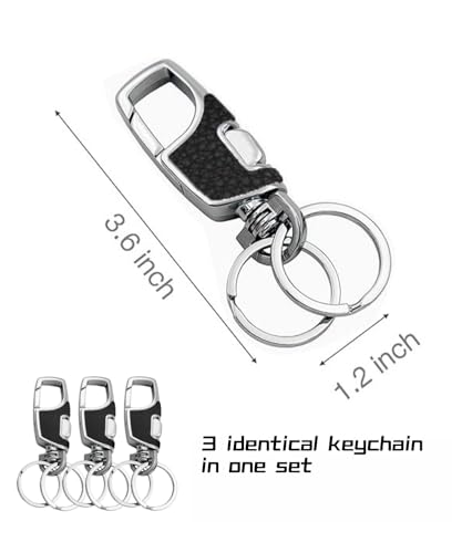 Image of 3pcs Heavy Duty Key Chain, 3 Pack Car Key Chains with 2 Metal Key Rings Carabiner Keychains