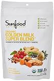 Sunfood Golden Milk Super Blend – Organic Turmeric Latte + Superfoods: Ginger, Maca, Goji, & More |