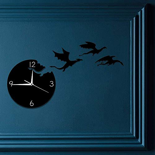 Wall Clock Magic Flying Angry Fantasy Dragon Wall Clock Abstract Gothic Fairytale Dragon Wall Art Quartz Analog Quiet Decorative Wall Watch #TOP5