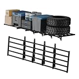 FLEXIMOUNTS 2 Pack 2x6ft Folding Garage Wall Shelves, Heavy Duty Wall Mounted Storage Rack, Holds Up to 1800 lbs,Organization System for Garage, Basement, Workshop, Black