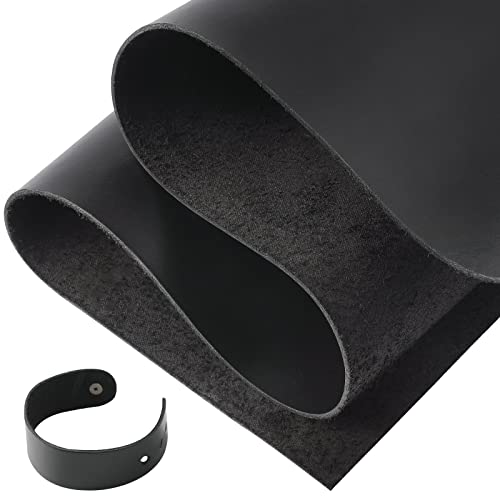 RingSun Genuine Leather Sheets for Leather Craft (2mm), Full Grain Leather for Tooling Craft Sewing(12''X24'', Black)